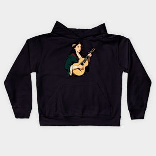 Medieval Bard Playing an Acoustic Guitar Kids Hoodie